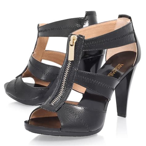 michael kors black zipper heels|michael kors high heel sandals.